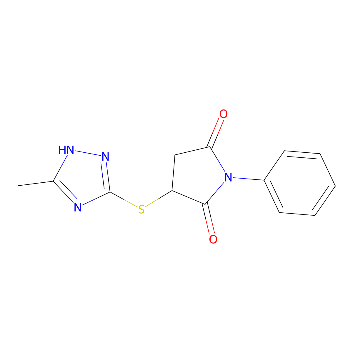 3-[(5-methyl-4H-1,2,4-triazol-3-yl)sulfanyl]-1-phenylpyrrolidine-2,5-dione molecular structure, CAS 667431-18-7