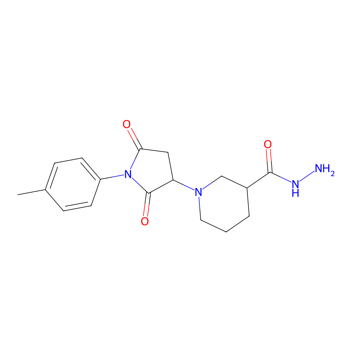 1-[1-(4-Methylphenyl)-2,5-dioxopyrrolidin-3-yl]piperidine-3-carbohydrazide molecular structure, CAS 667431-30-3