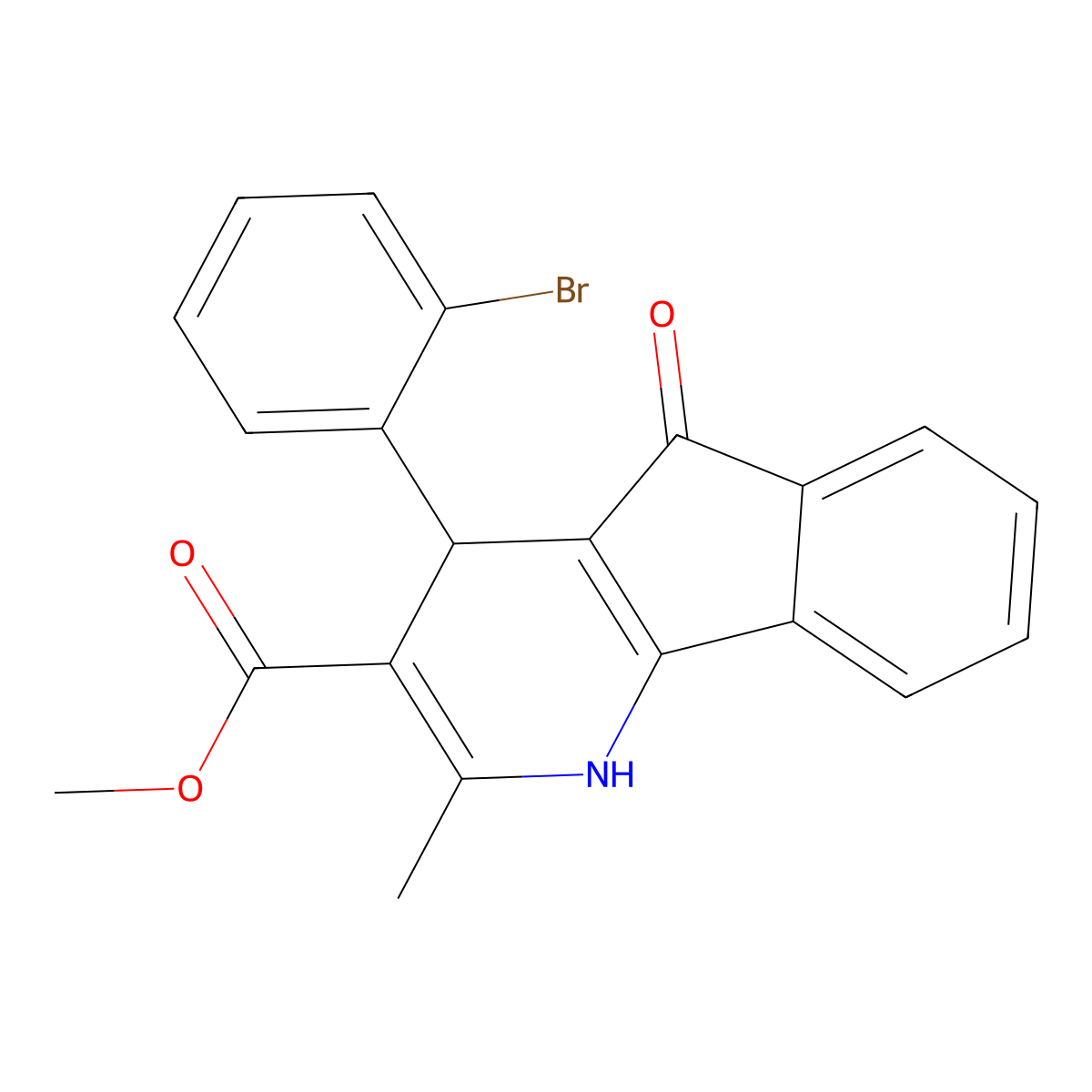 methyl 4-(2-bromophenyl)-2-methyl-5-oxo-4,5-dihydro-1H-indeno[1,2-b]pyridine-3-carboxylate molecular structure, CAS 667431-49-4