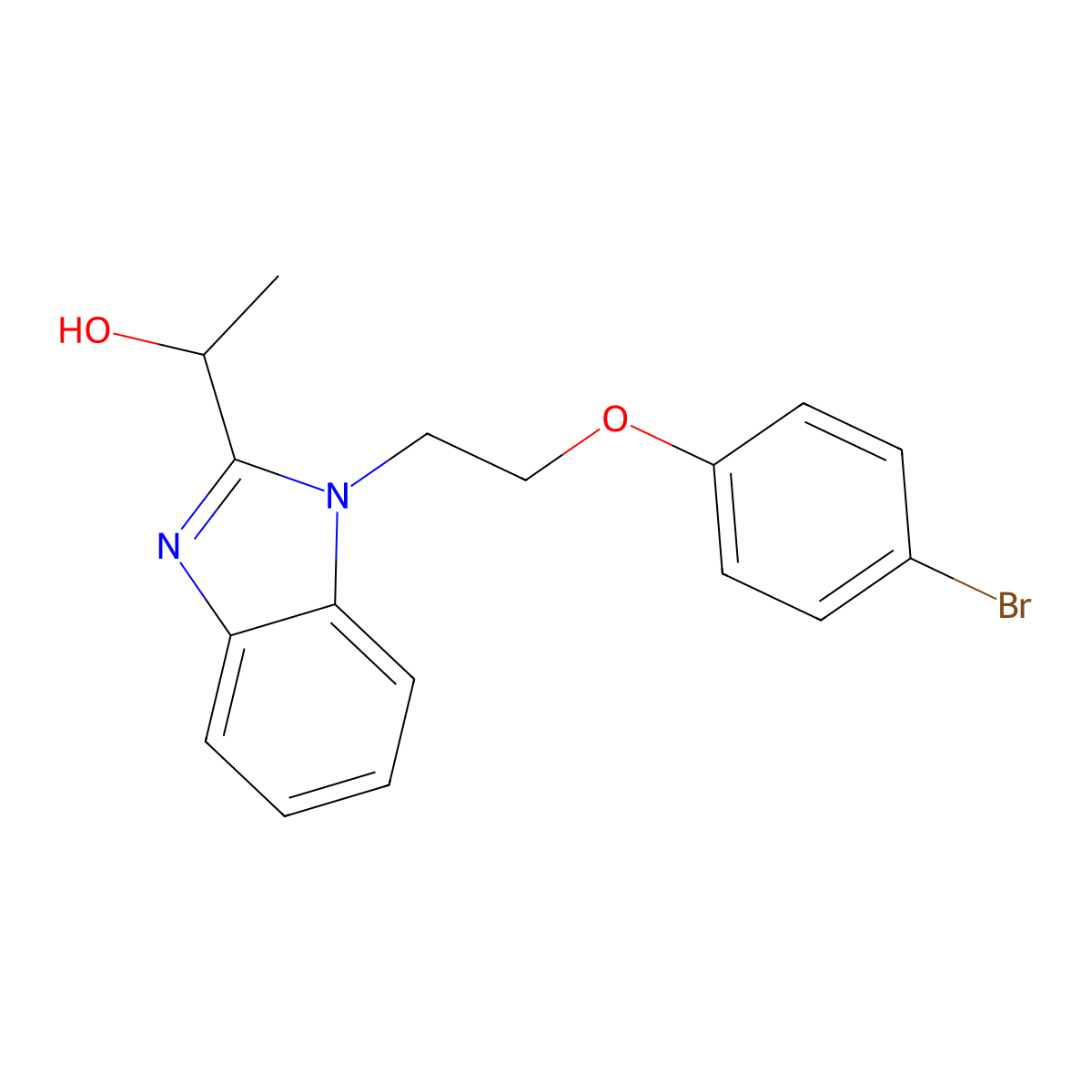 1-{1-[2-(4-bromophenoxy)ethyl]-1H-benzimidazol-2-yl}ethanol molecular structure, CAS 667431-52-9