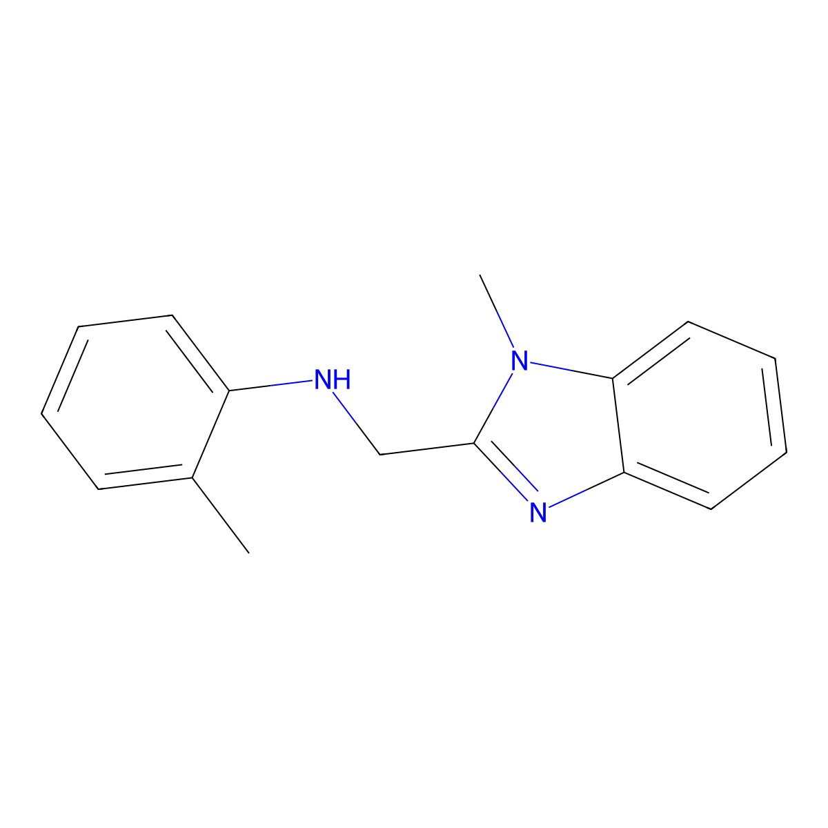 2-methyl-N-[(1-methylbenzimidazol-2-yl)methyl]aniline molecular structure, CAS 667431-55-2
