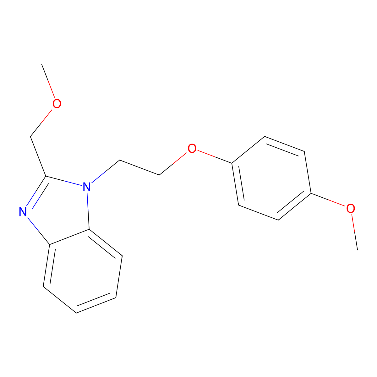 2-(Methoxymethyl)-1-[2-(4-methoxyphenoxy)ethyl]benzimidazole molecular structure, CAS 667431-59-6