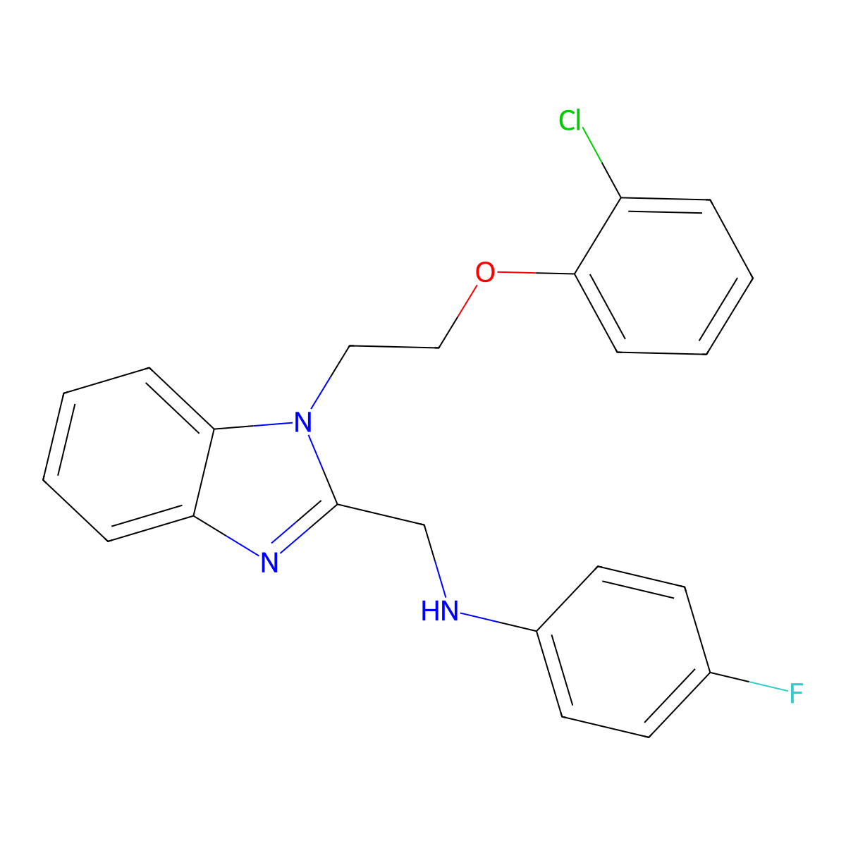 N-[[1-[2-(2-chlorophenoxy)ethyl]benzimidazol-2-yl]methyl]-4-fluoroaniline molecular structure, CAS 667431-66-5