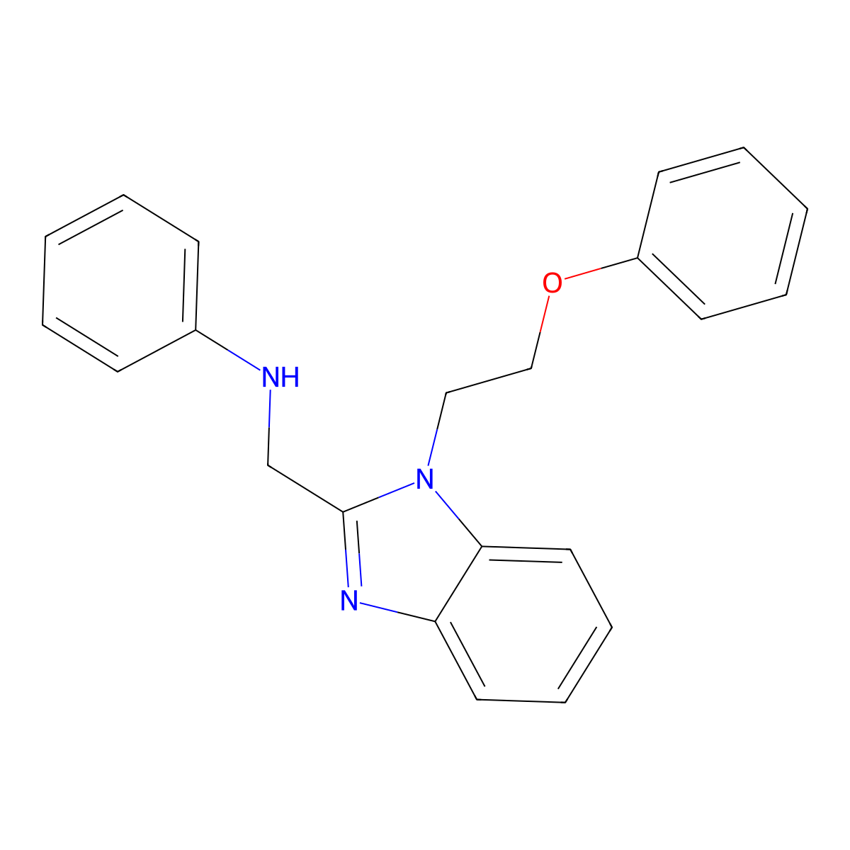 N-[[1-(2-phenoxyethyl)-2-benzimidazolyl]methyl]aniline molecular structure, CAS 667431-67-6