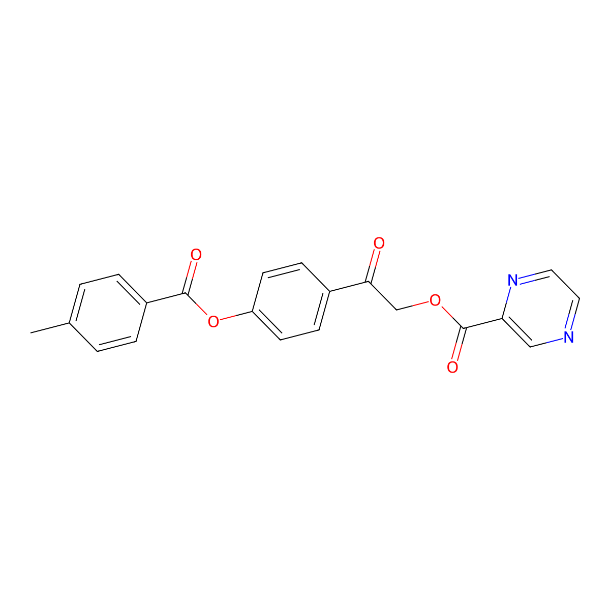 2-{4-[(4-Methylbenzoyl)oxy]phenyl}-2-oxoethyl 2-pyrazinecarboxylate molecular structure, CAS 667431-71-2