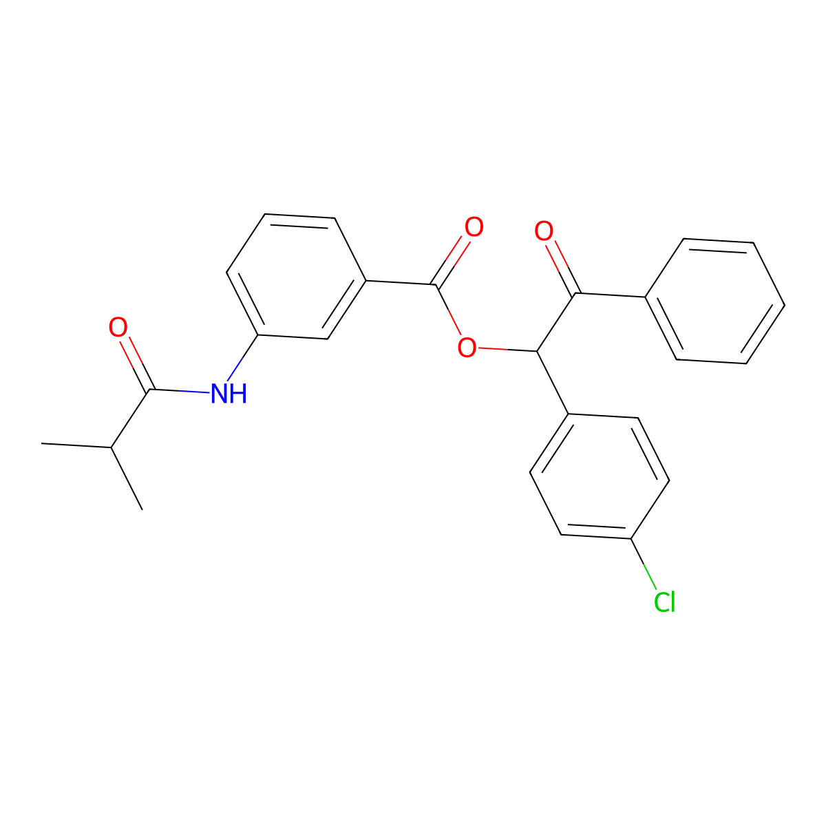 1-(4-Chlorophenyl)-2-oxo-2-phenylethyl 3-(isobutyrylamino)benzoate molecular structure, CAS 667432-29-3
