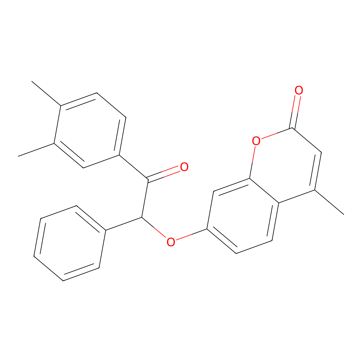 7-[2-(3,4-dimethylphenyl)-2-oxo-1-phenylethoxy]-4-methyl-2H-chromen-2-one molecular structure, CAS 667432-48-6