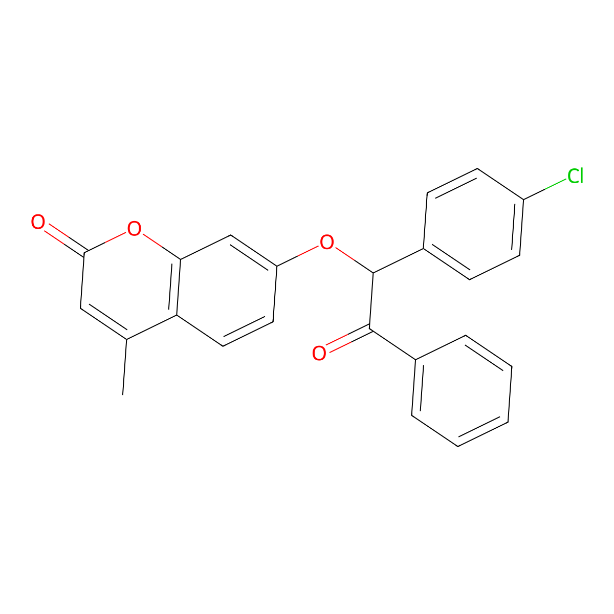 7-[1-(4-Chlorophenyl)-2-oxo-2-phenylethoxy]-4-methylchromen-2-one molecular structure, CAS 667432-58-8