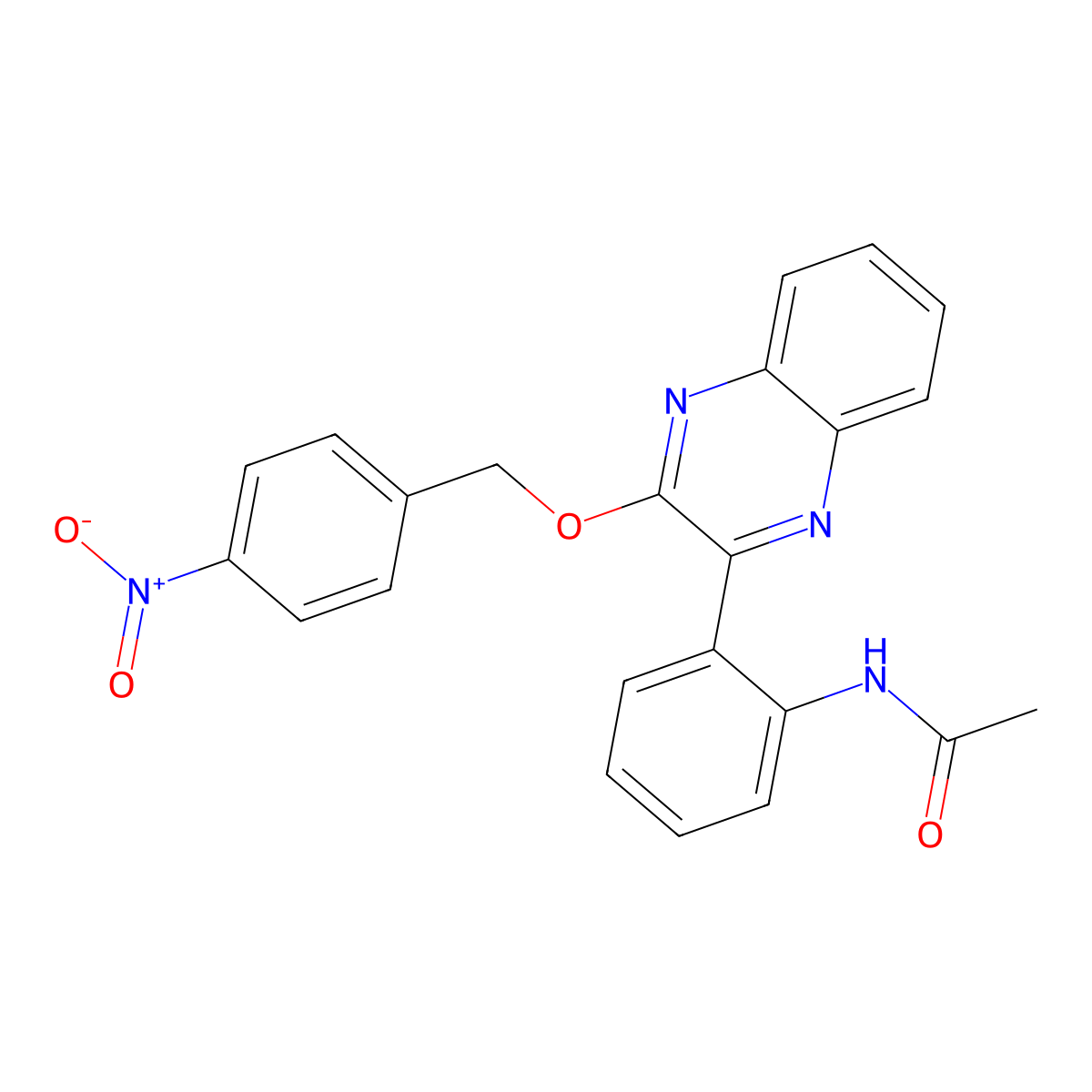N-[2-[3-[(4-nitrophenyl)methoxy]quinoxalin-2-yl]phenyl]acetamide molecular structure, CAS 667432-99-7