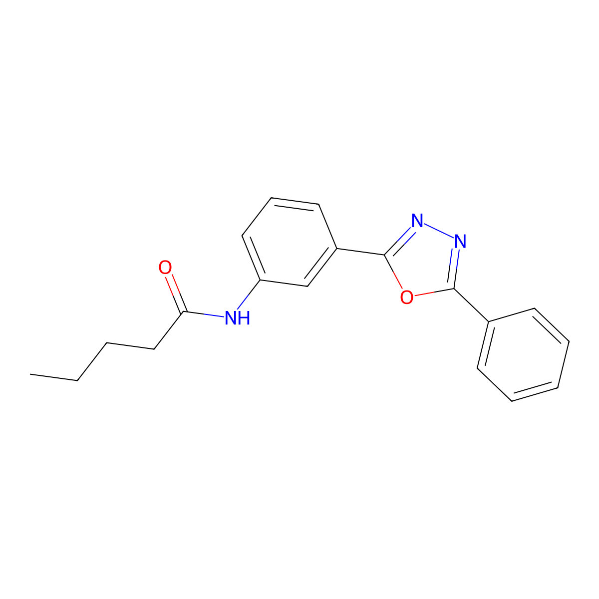 N-[3-(5-phenyl-1,3,4-oxadiazol-2-yl)phenyl]pentanamide molecular structure, CAS 667434-77-7