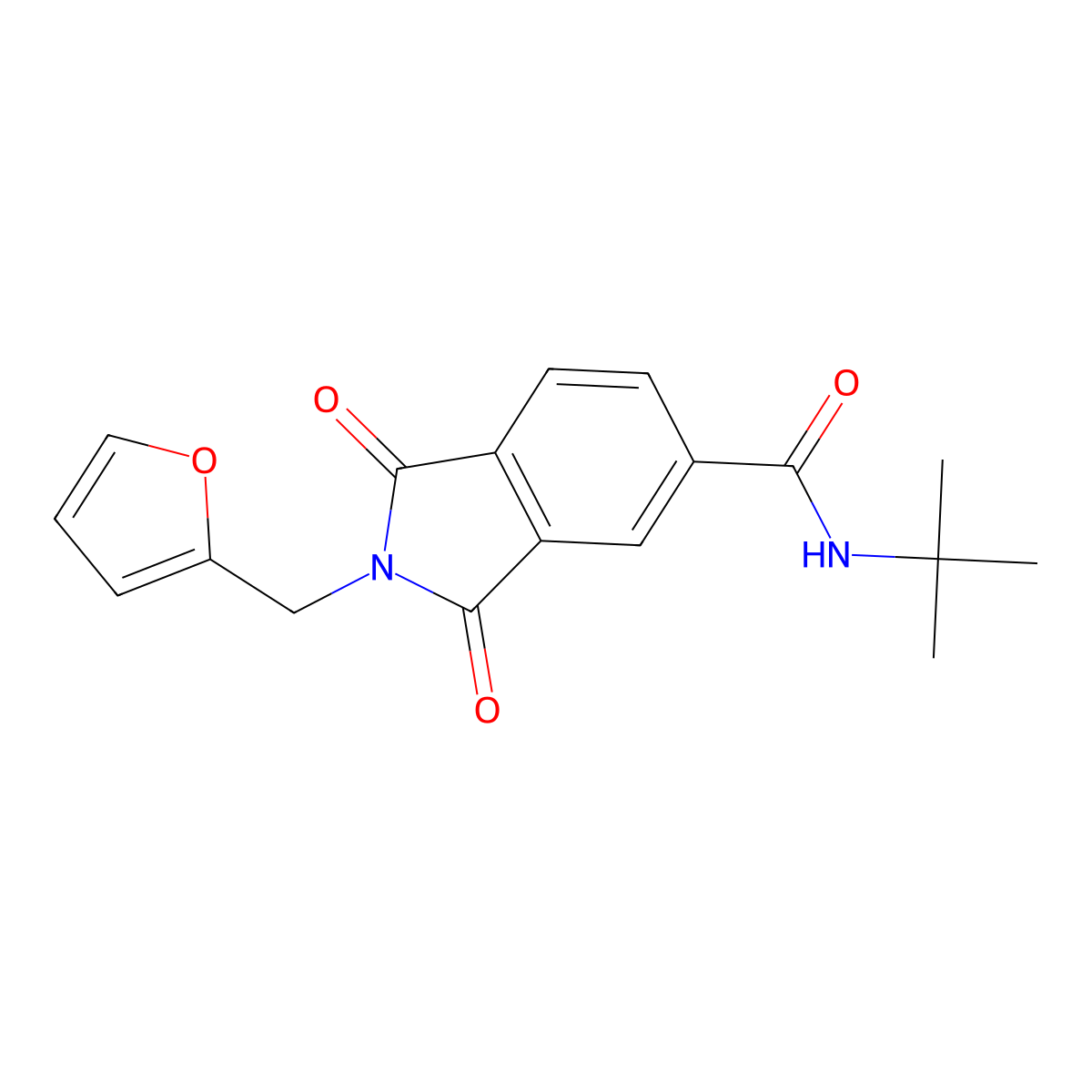 N-tert-butyl-2-(furan-2-ylmethyl)-1,3-dioxoisoindole-5-carboxamide molecular structure, CAS 667434-79-9