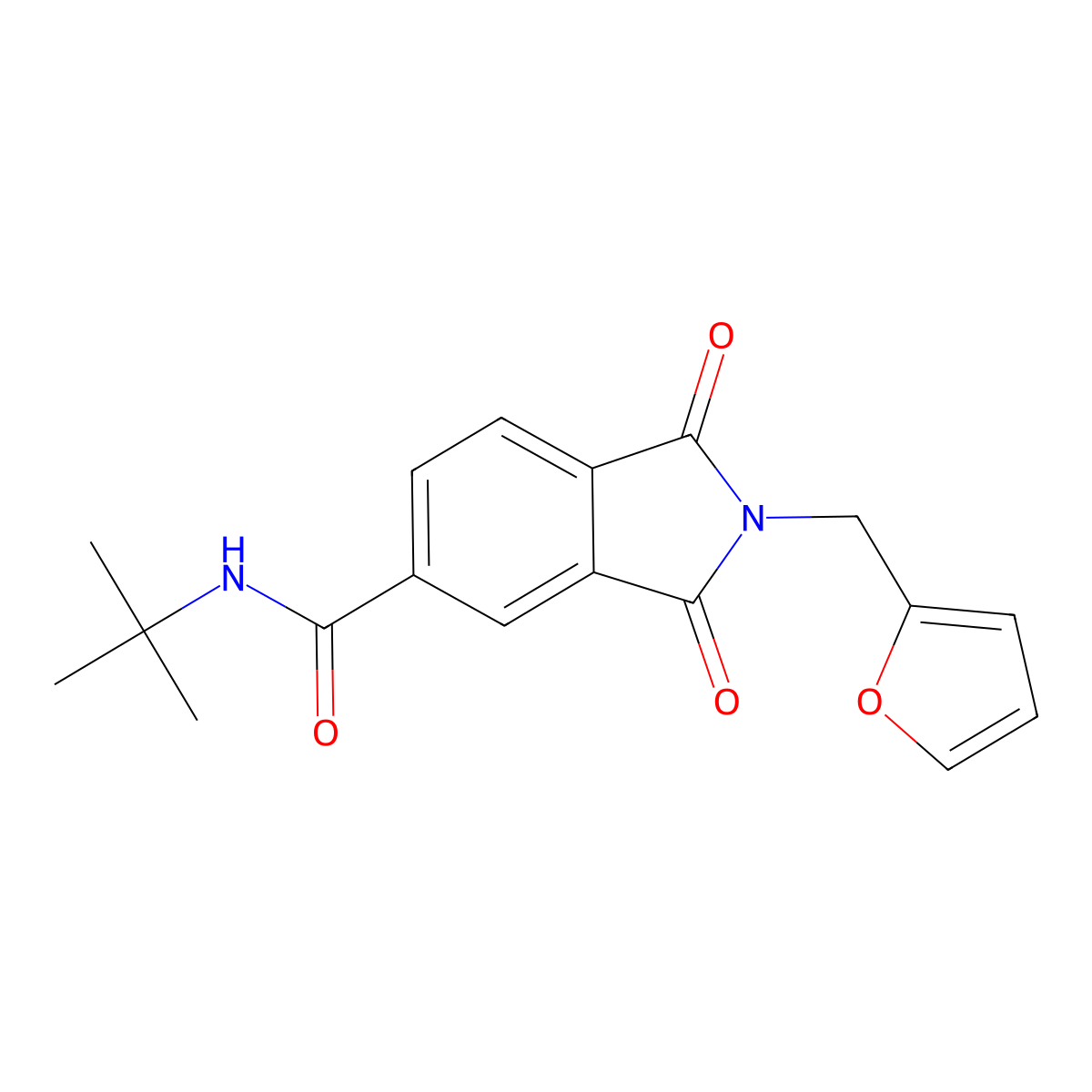 N-tert-butyl-2-(furan-2-ylmethyl)-1,3-dioxoisoindole-5-carboxamide molecular structure, CAS 667434-79-9
