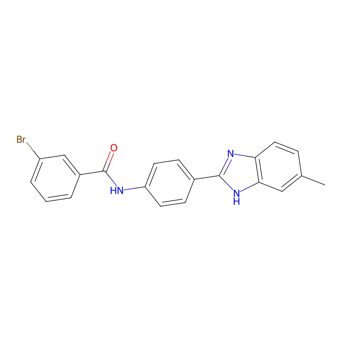 3-bromo-N-[4-(5-methyl-1H-benzimidazol-2-yl)phenyl]benzamide molecular structure, CAS 667434-90-4
