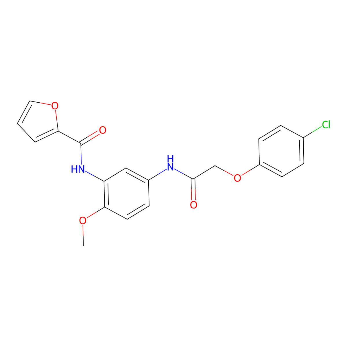 N-(5-{[(4-chlorophenoxy)acetyl]amino}-2-methoxyphenyl)-2-furamide molecular structure, CAS 667434-91-5