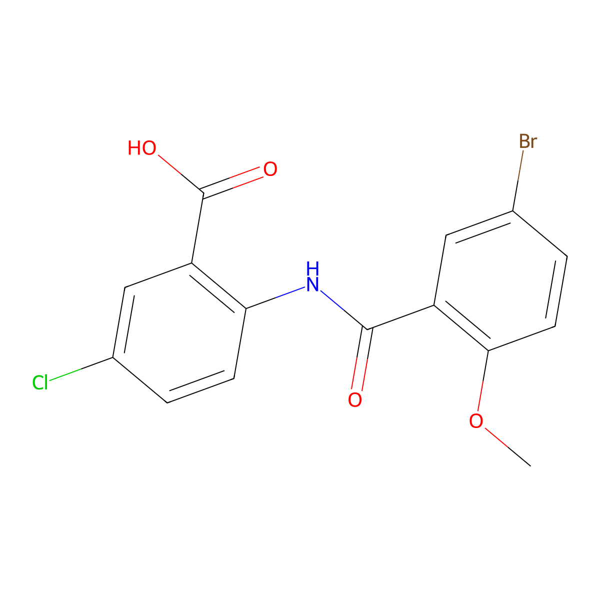2-[(5-Bromo-2-methoxybenzoyl)amino]-5-chlorobenzoic acid molecular structure, CAS 667435-02-1