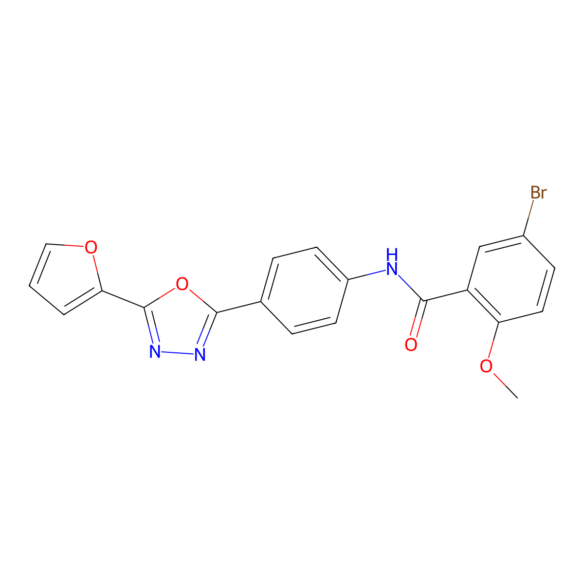 5-bromo-N-[4-[5-(furan-2-yl)-1,3,4-oxadiazol-2-yl]phenyl]-2-methoxybenzamide molecular structure, CAS 667435-03-2