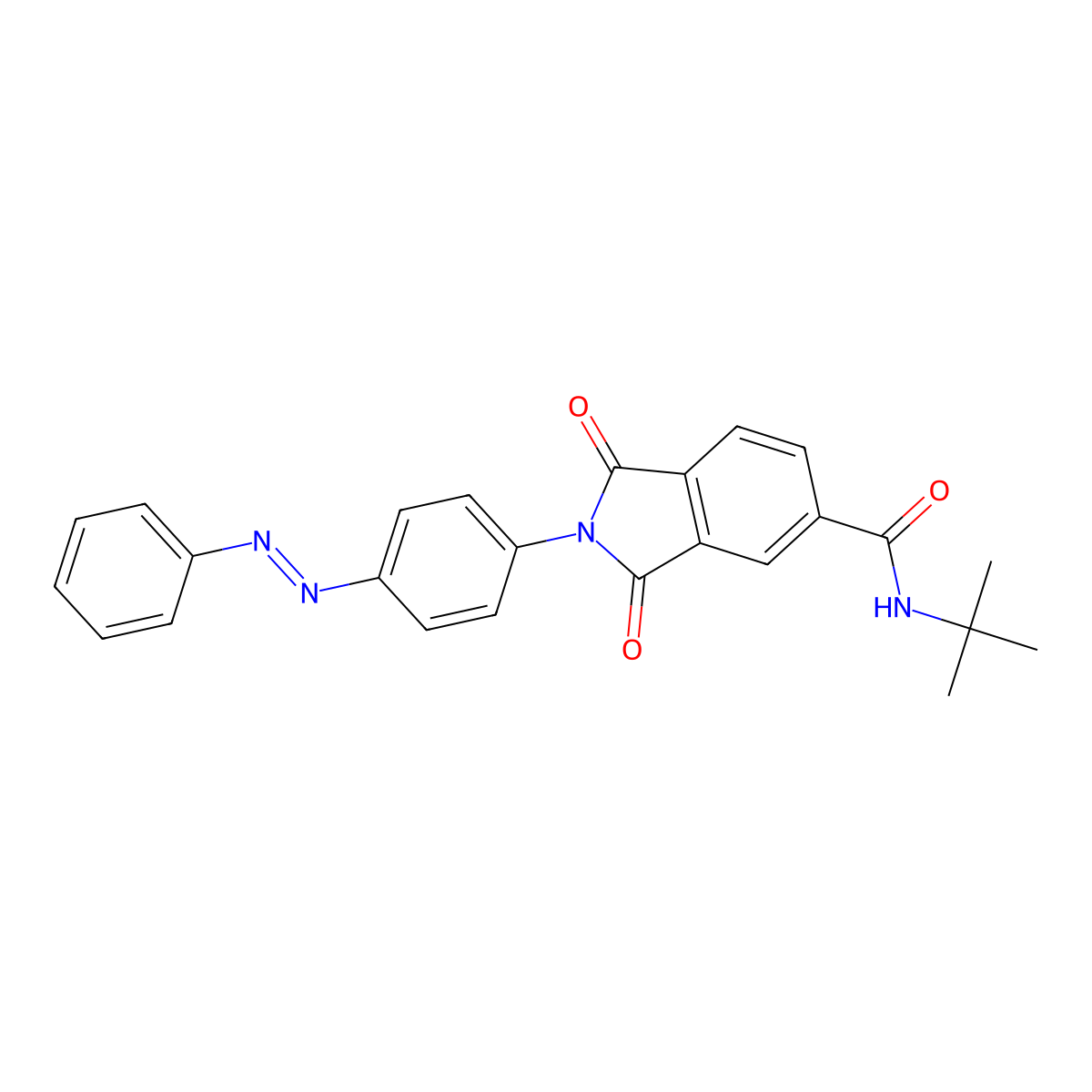 N-tert-butyl-1,3-dioxo-2-(4-phenyldiazenylphenyl)isoindole-5-carboxamide molecular structure, CAS 667435-11-2