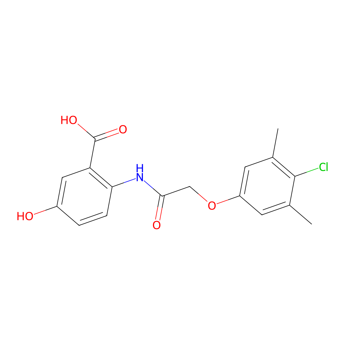 2-{[(4-Chloro-3,5-dimethylphenoxy)acetyl]amino}-5-hydroxybenzoic acid molecular structure, CAS 667435-19-0