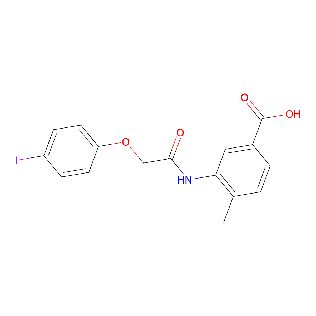3-{[(4-Iodophenoxy)acetyl]amino}-4-methylbenzoic acid molecular structure, CAS 667435-25-8