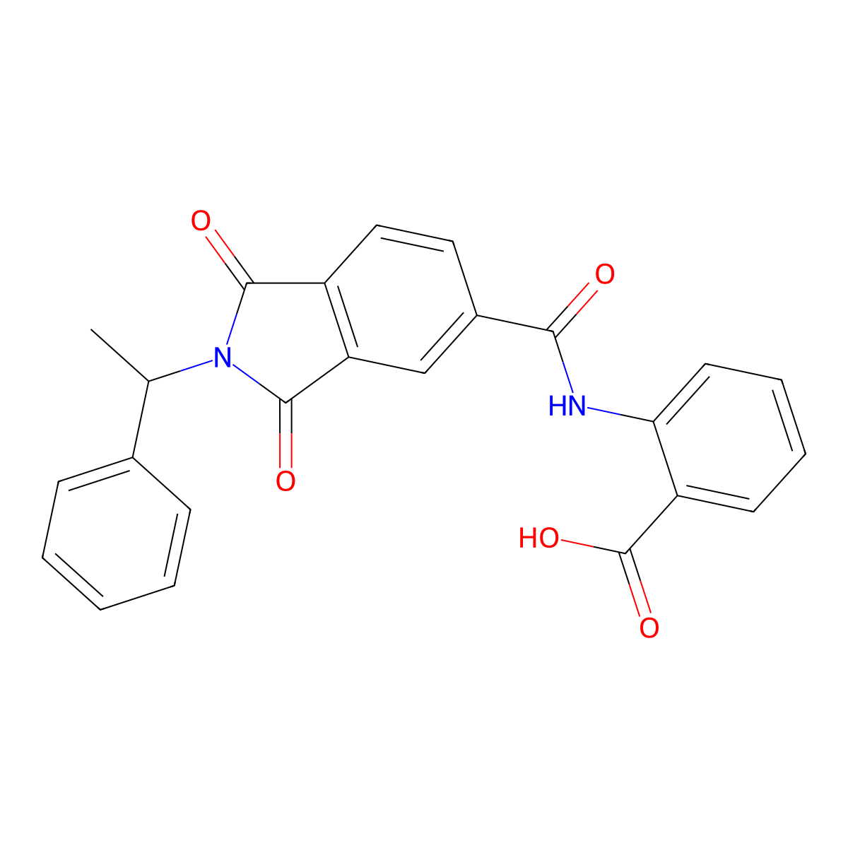 2-({[1,3-dioxo-2-(1-phenylethyl)-2,3-dihydro-1H-isoindol-5-yl]carbonyl}amino)benzoic acid molecular structure, CAS 667435-26-9