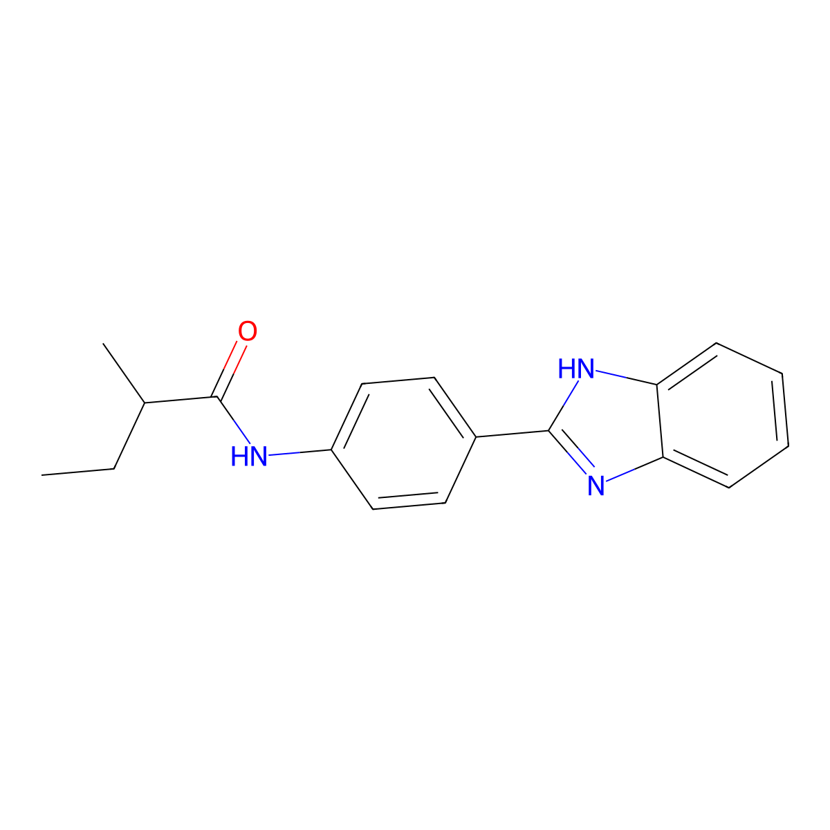 N-[4-(1H-benzimidazol-2-yl)phenyl]-2-methylbutanamide molecular structure, CAS 667435-35-0
