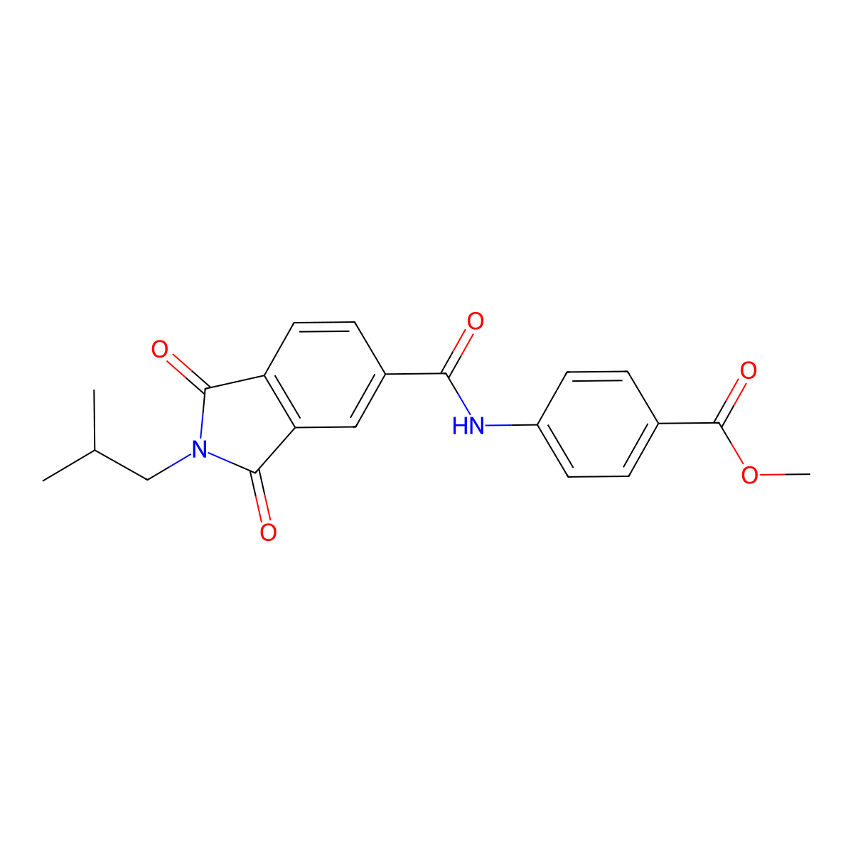 methyl 4-({[2-(2-methylpropyl)-1,3-dioxo-2,3-dihydro-1H-isoindol-5-yl]carbonyl}amino)benzoate molecular structure, CAS 667435-41-8