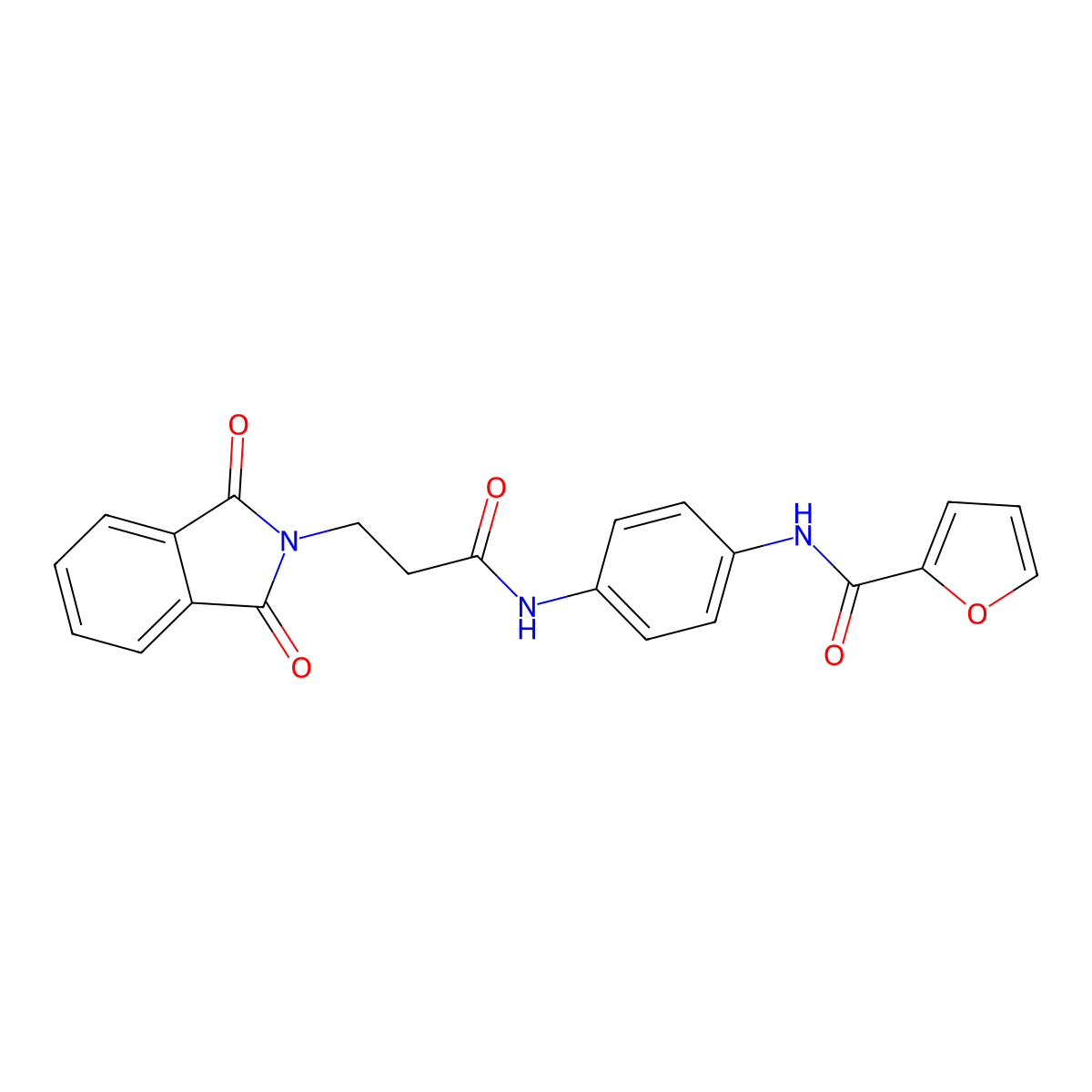 N-[4-[3-(1,3-dioxoisoindol-2-yl)propanoylamino]phenyl]furan-2-carboxamide molecular structure, CAS 667435-42-9