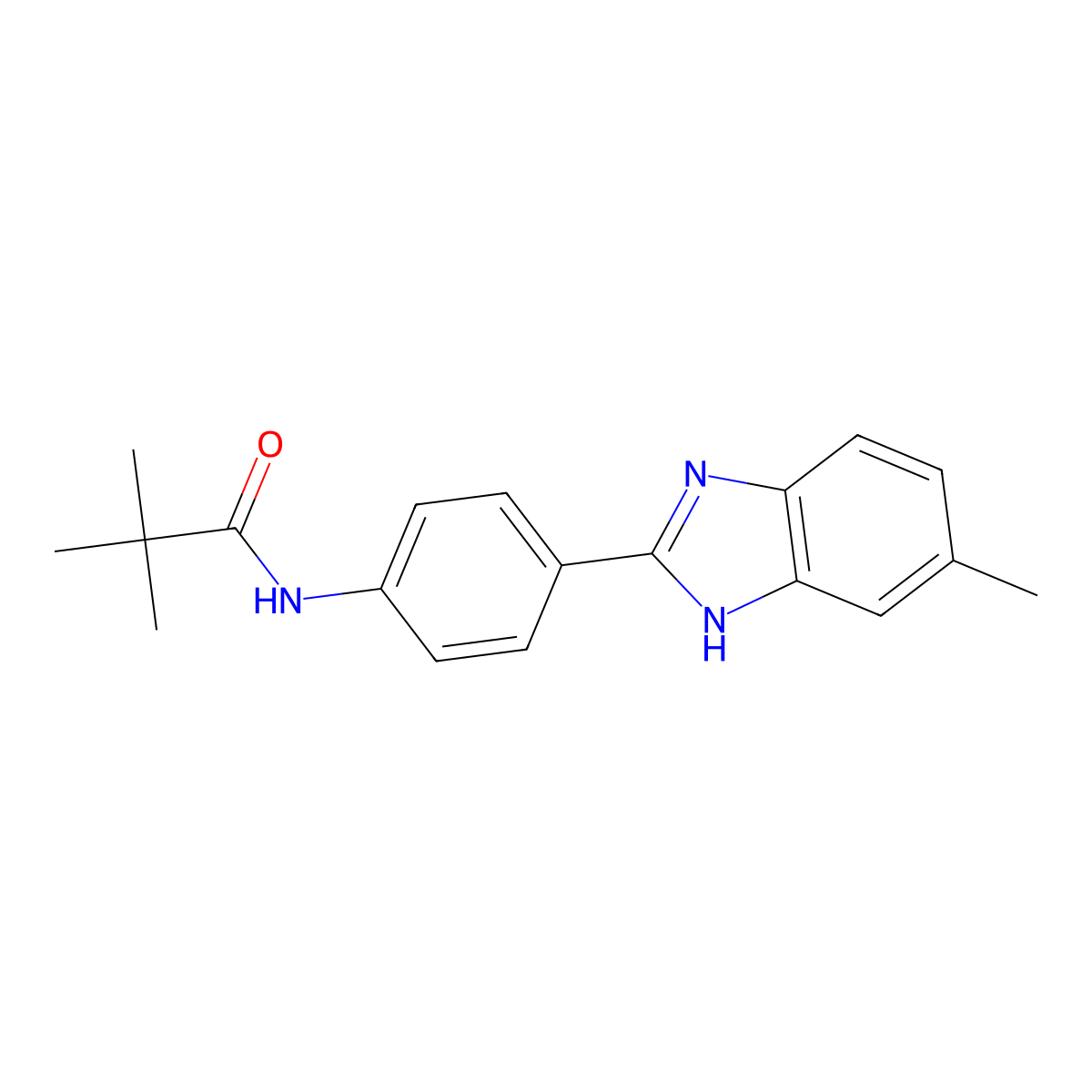 2,2-dimethyl-N-[4-(5-methyl-1H-benzimidazol-2-yl)phenyl]propanamide molecular structure, CAS 667435-52-1