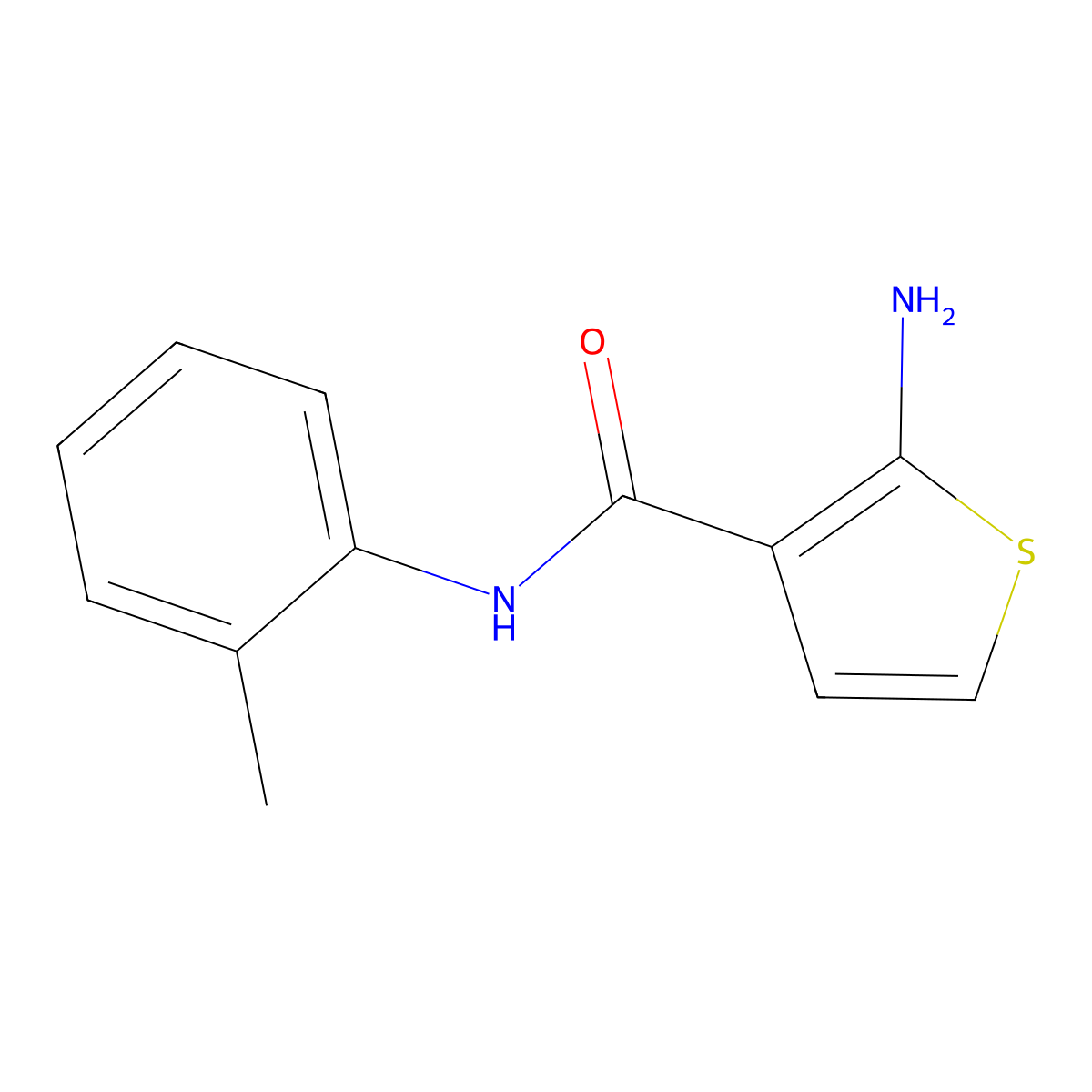 2-amino-N-(2-methylphenyl)thiophene-3-carboxamide molecular structure, CAS 667435-69-0