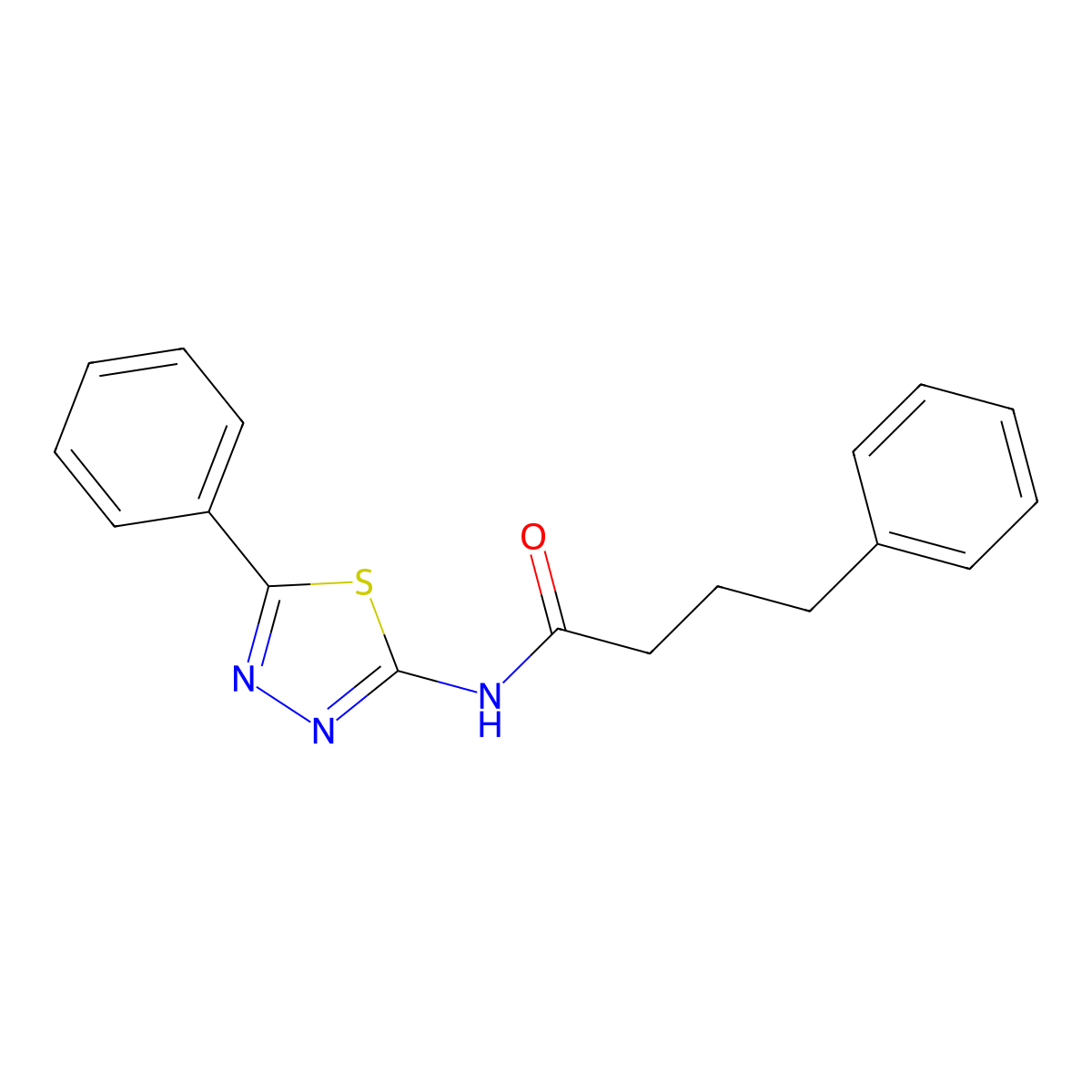 N-(5-Phenyl-1,3,4-thiadiazol-2-yl)benzenebutanamide molecular structure, CAS 667435-78-1