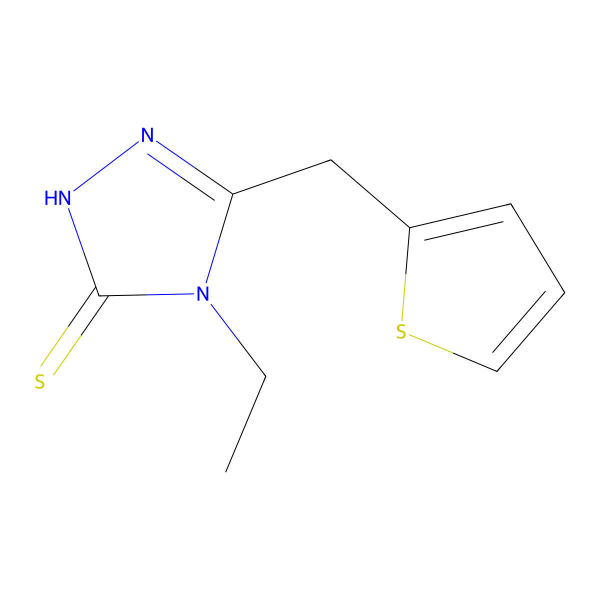 4-ethyl-5-(thien-2-ylmethyl)-4H-1,2,4-triazole-3-thiol molecular structure, CAS 667435-85-0