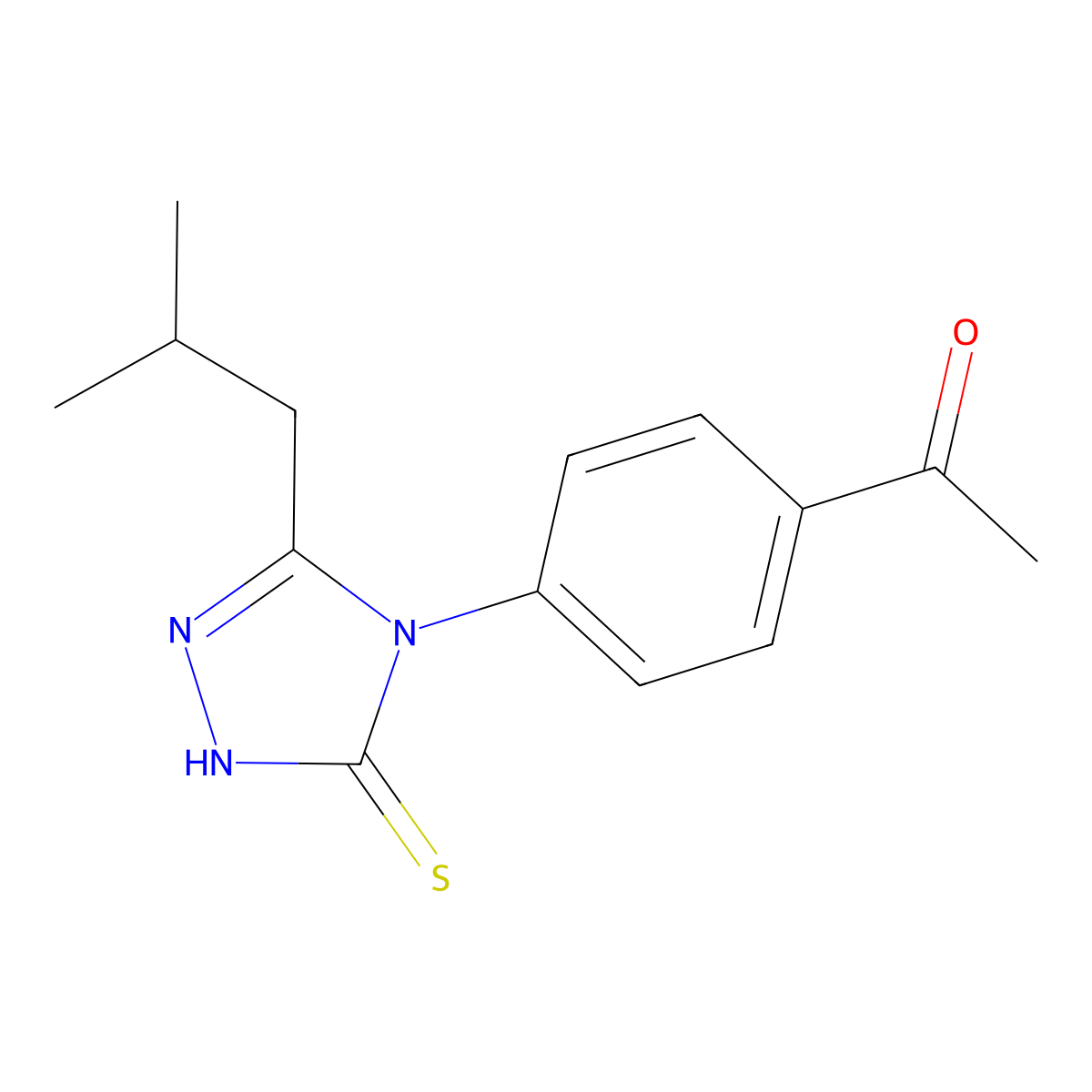 1-{4-[3-(2-methylpropyl)-5-sulfanyl-4H-1,2,4-triazol-4-yl]phenyl}ethanone molecular structure, CAS 667435-93-0
