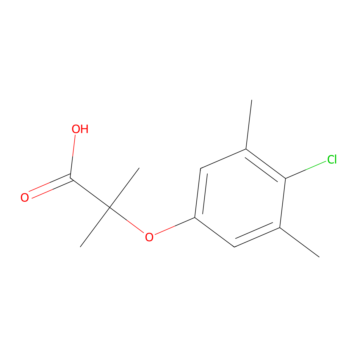 2-(4-Chloro-3,5-dimethylphenoxy)-2-methylpropanoic acid molecular structure, CAS 667436-01-3