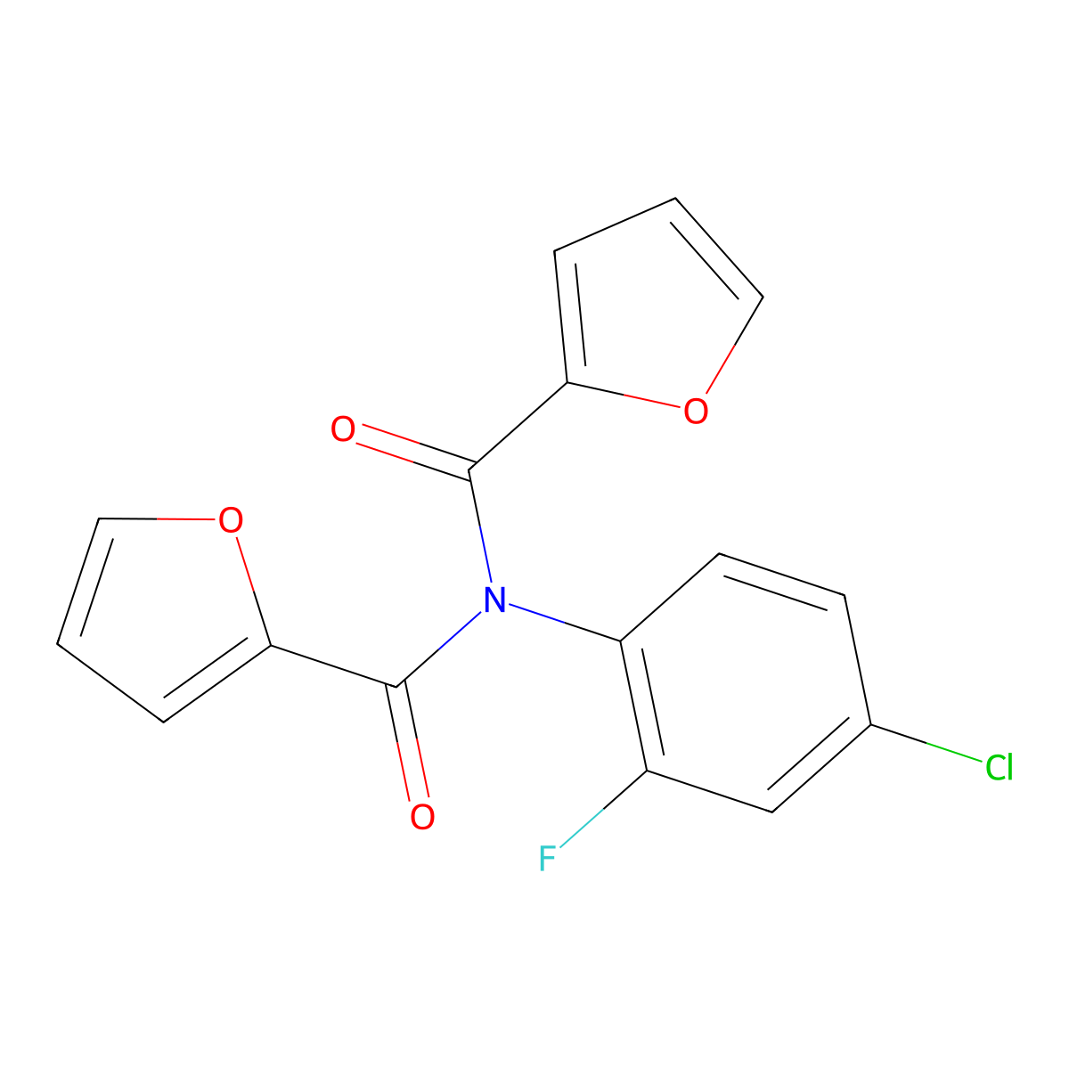N-(4-chloro-2-fluorophenyl)-N-(furan-2-ylcarbonyl)furan-2-carboxamide molecular structure, CAS 667436-04-6