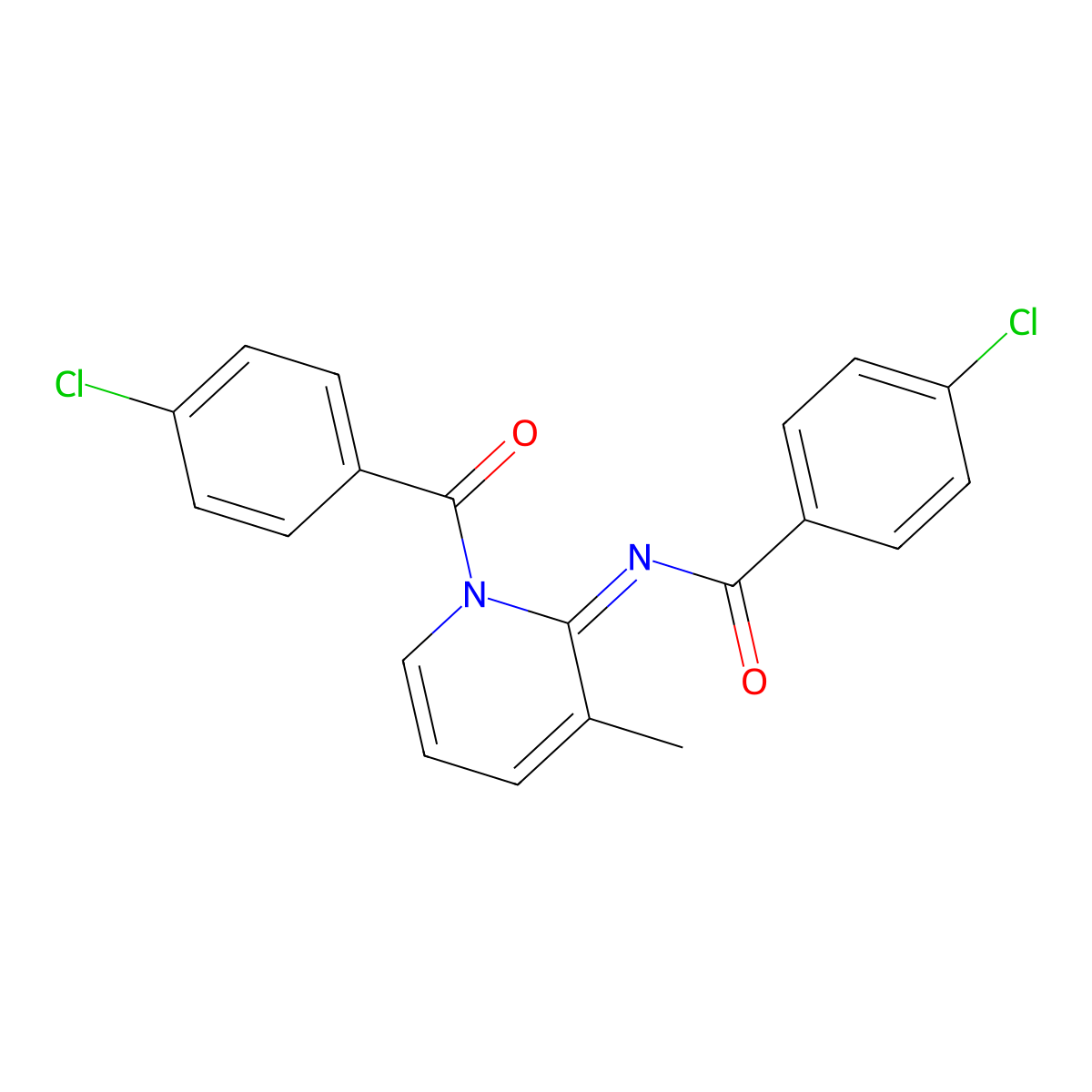4-chloro-N-[(2E)-1-[(4-chlorophenyl)carbonyl]-3-methylpyridin-2(1H)-ylidene]benzamide molecular structure, CAS 667436-05-7