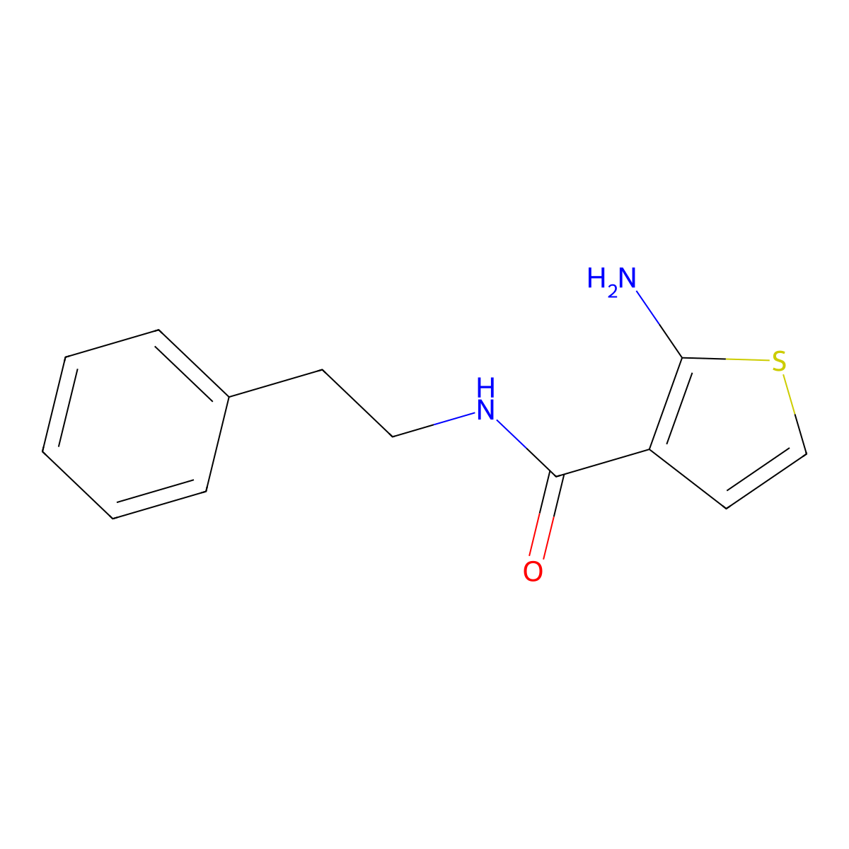 2-amino-N-(2-phenylethyl)thiophene-3-carboxamide molecular structure, CAS 667436-11-5