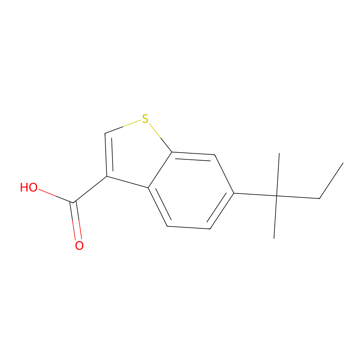 6-(1,1-Dimethylpropyl)-1-benzothiophene-3-carboxylic acid molecular structure, CAS 667436-12-6