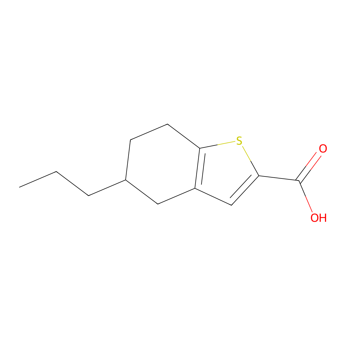 5-Propyl-4,5,6,7-tetrahydro-1-benzothiophene-2-carboxylic acid molecular structure, CAS 667436-13-7