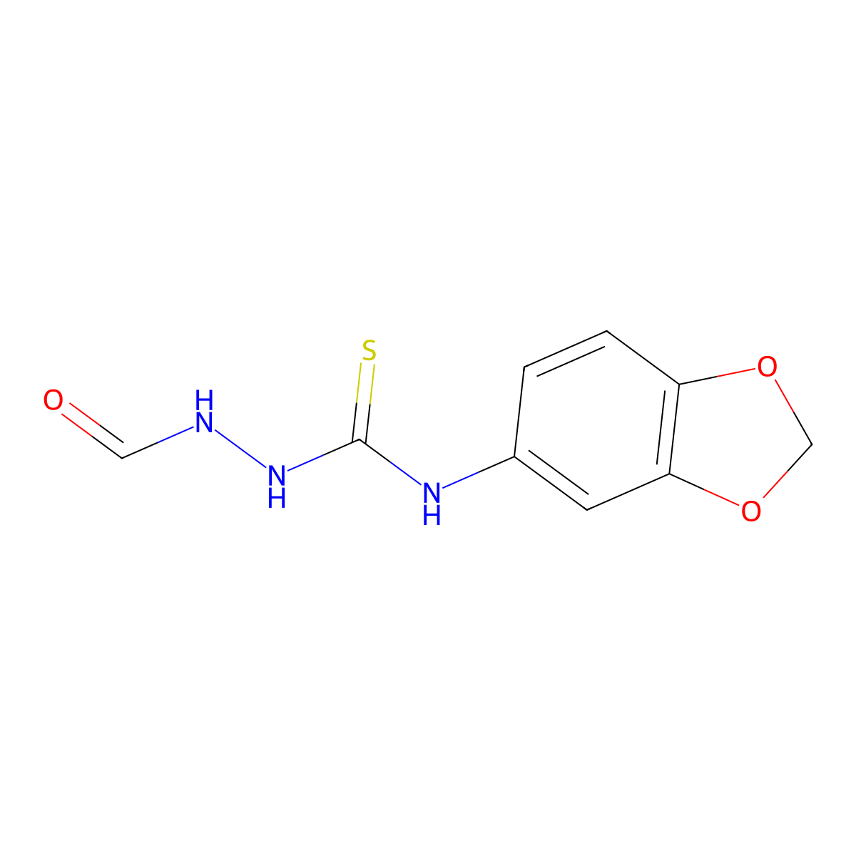 N-(1,3-benzodioxol-5-yl)-2-formylhydrazinecarbothioamide molecular structure, CAS 667436-35-3