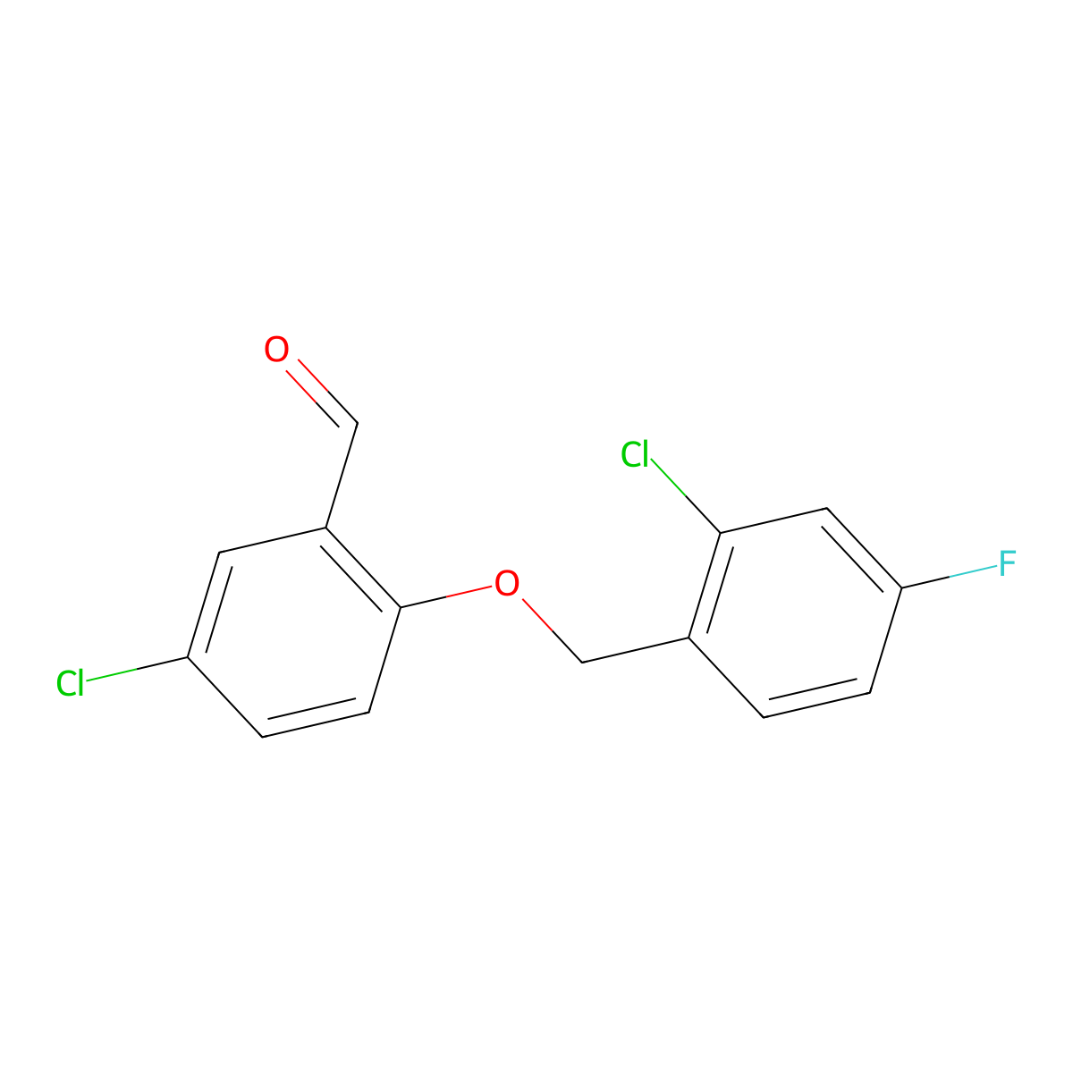 5-Chloro-2-[(2-chloro-4-fluorobenzyl)oxy]benzaldehyde molecular structure, CAS 667436-66-0