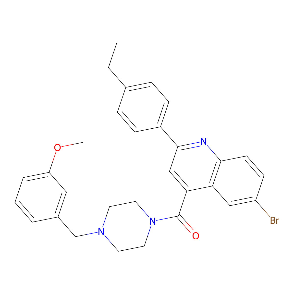 [6-Bromo-2-(4-ethylphenyl)quinolin-4-yl][4-(3-methoxybenzyl)piperazin-1-yl]methanone molecular structure, CAS 667437-11-8