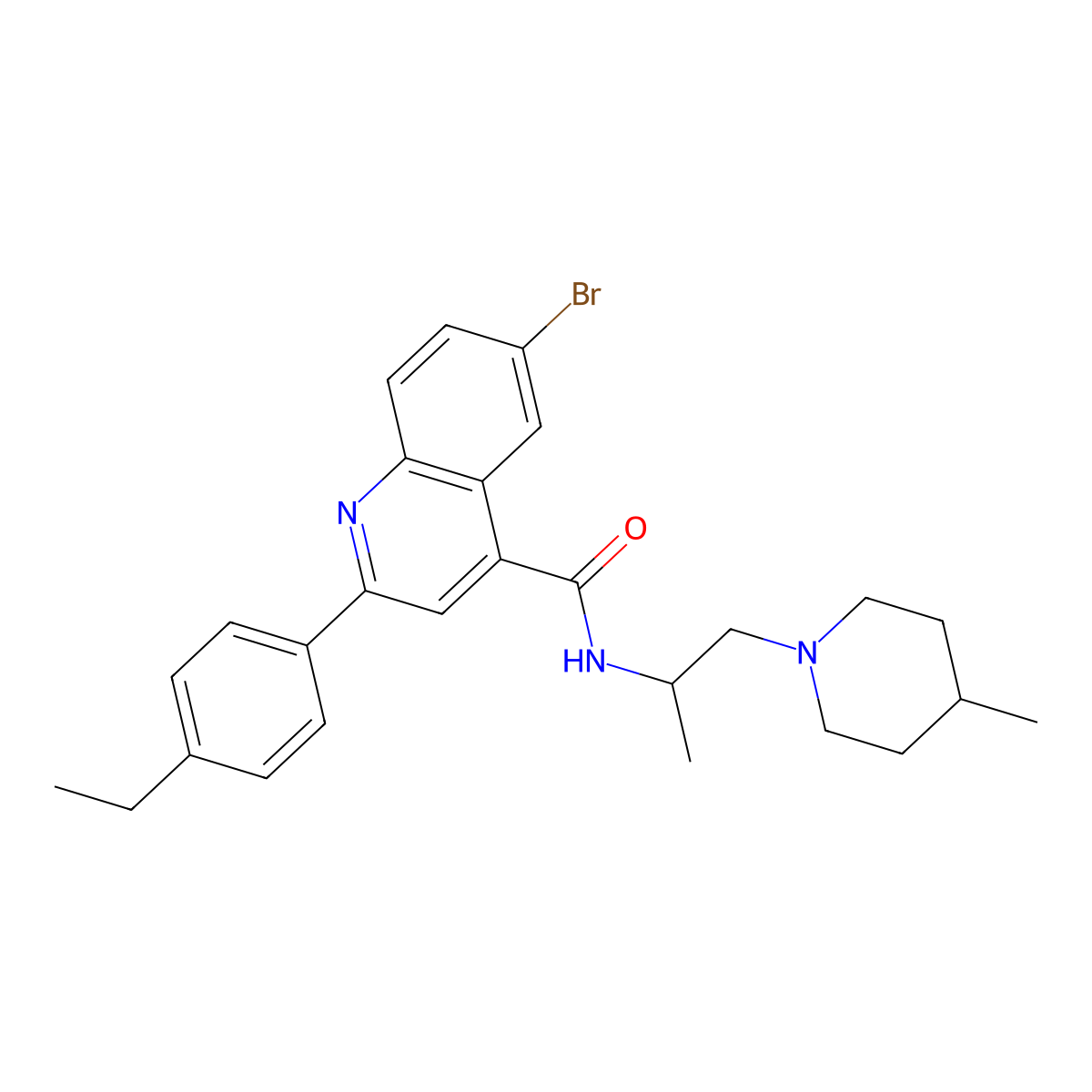 6-bromo-2-(4-ethylphenyl)-N-[1-(4-methylpiperidin-1-yl)propan-2-yl]quinoline-4-carboxamide molecular structure, CAS 667437-14-1
