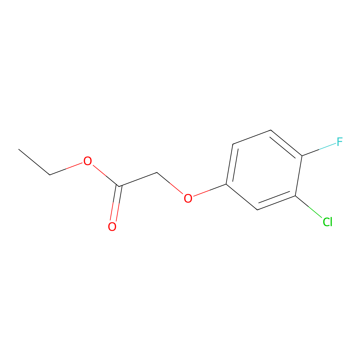 Ethyl 2-(3-chloro-4-fluorophenoxy)acetate molecular structure, CAS 667437-18-5
