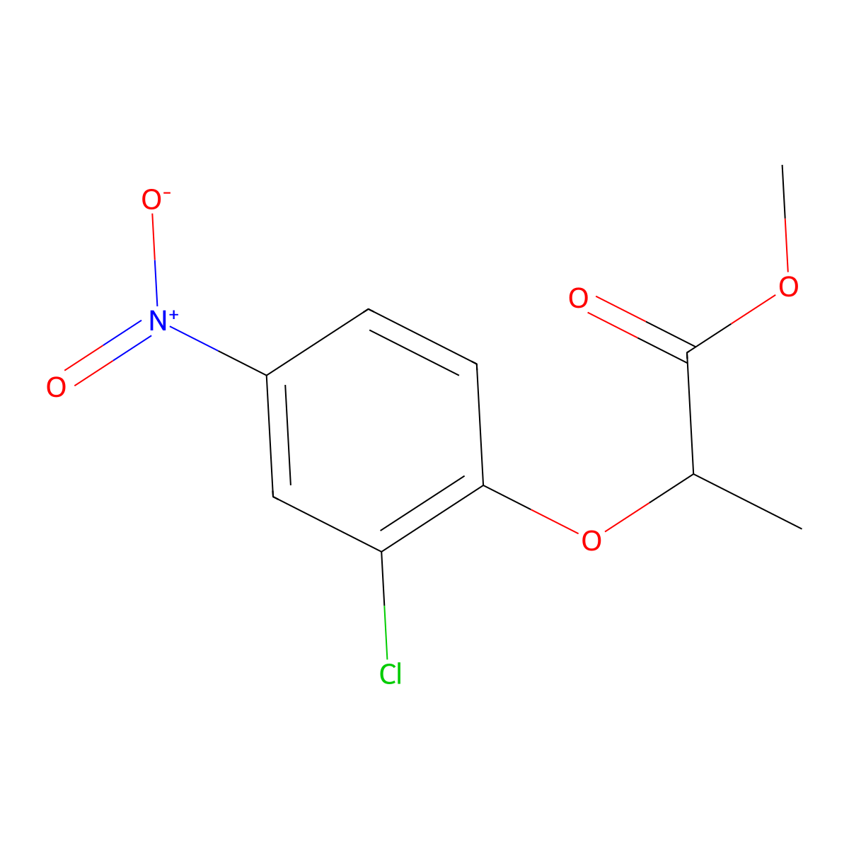 Methyl 2-(2-chloro-4-nitrophenoxy)propanoate molecular structure, CAS 667437-21-0