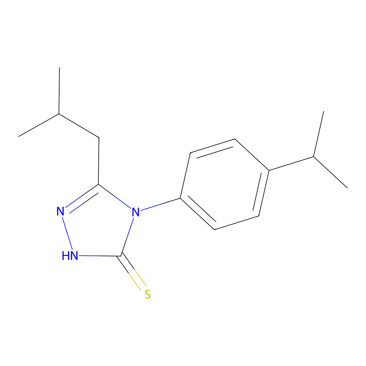 4-[4-(Methylethyl)phenyl]-5-(2-methylpropyl)-1,2,4-triazole-3-thiol molecular structure, CAS 667437-36-7