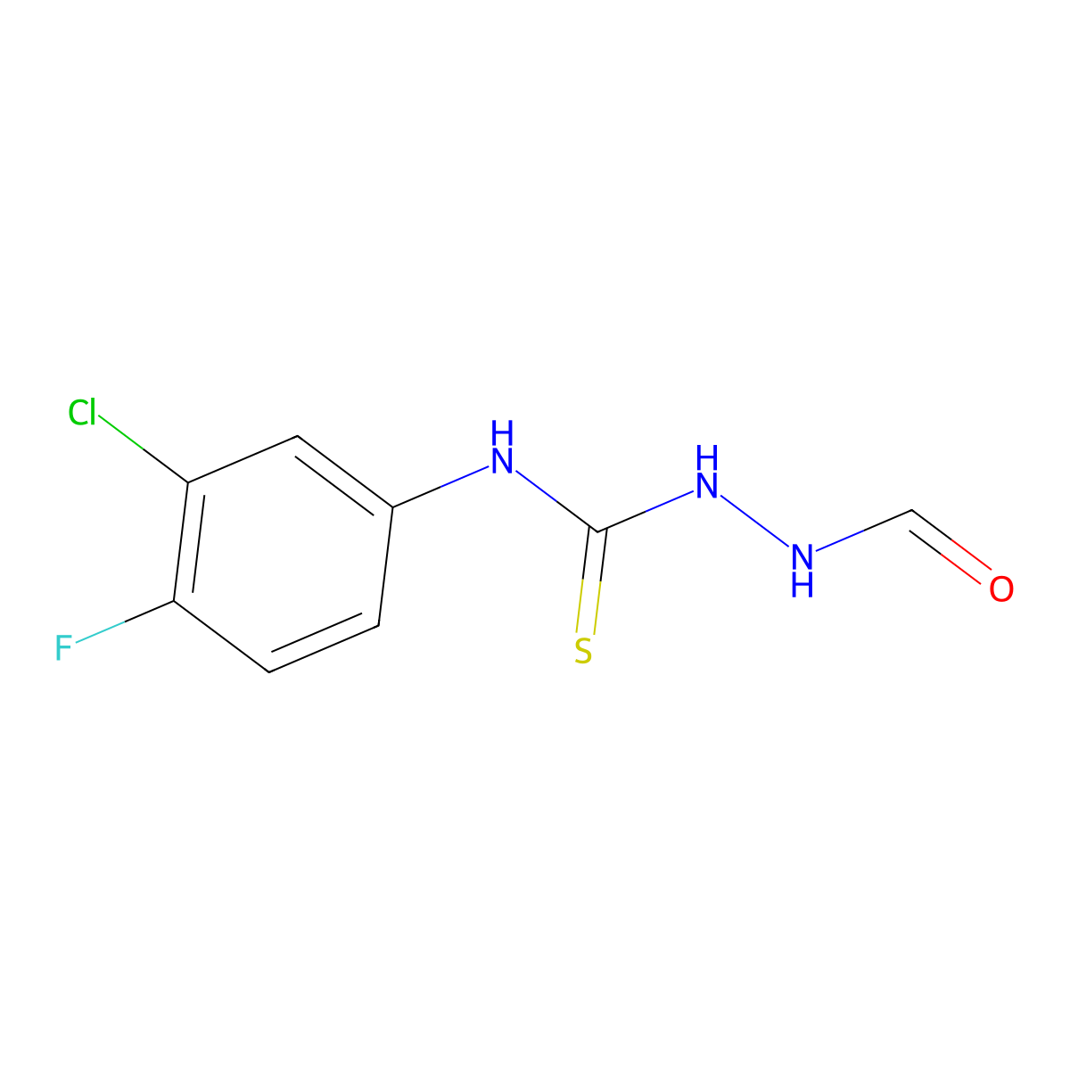N-(3-chloro-4-fluorophenyl)-2-formylhydrazinecarbothioamide molecular structure, CAS 667437-66-3