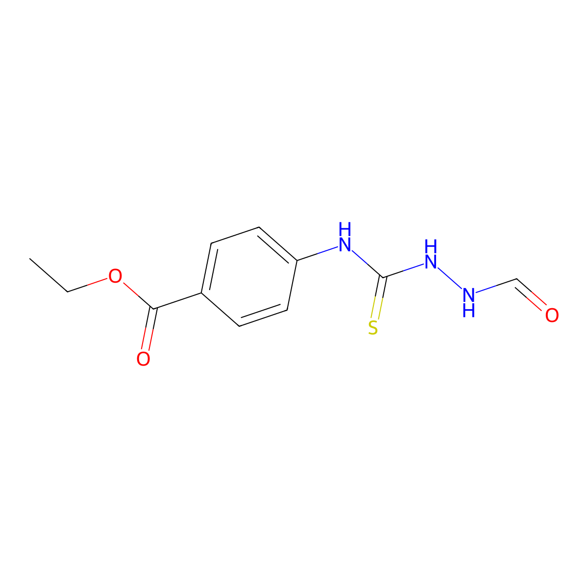 Ethyl 4-{[(2-formylhydrazinyl)carbonothioyl]amino}benzoate molecular structure, CAS 667437-91-4