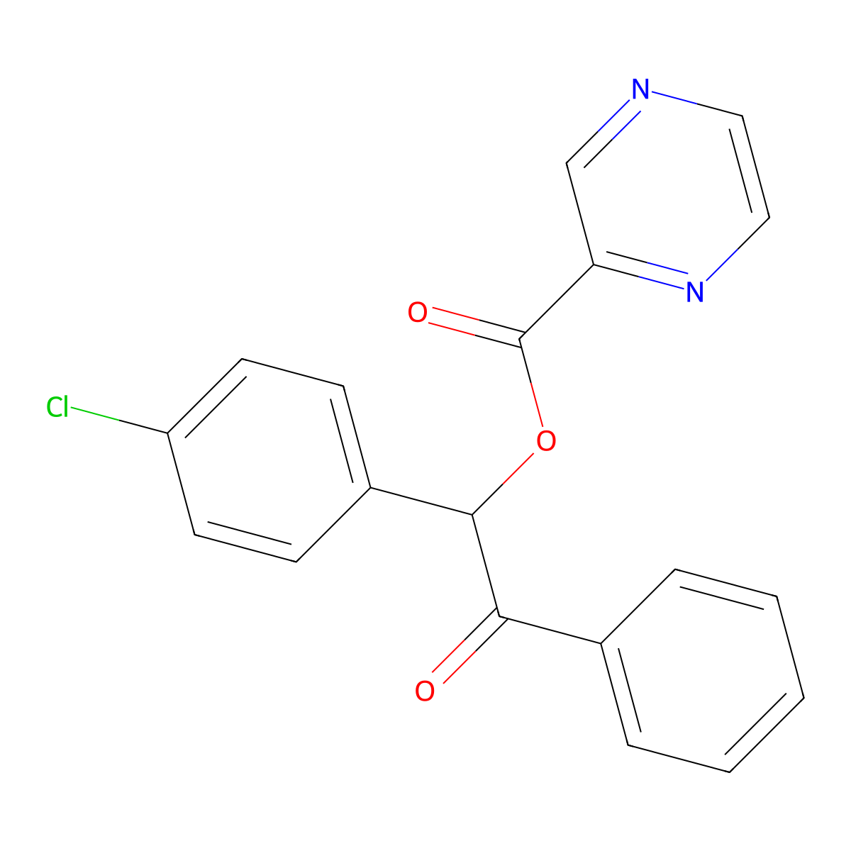 1-(4-Chlorophenyl)-2-oxo-2-phenylethyl pyrazine-2-carboxylate molecular structure, CAS 667439-27-2