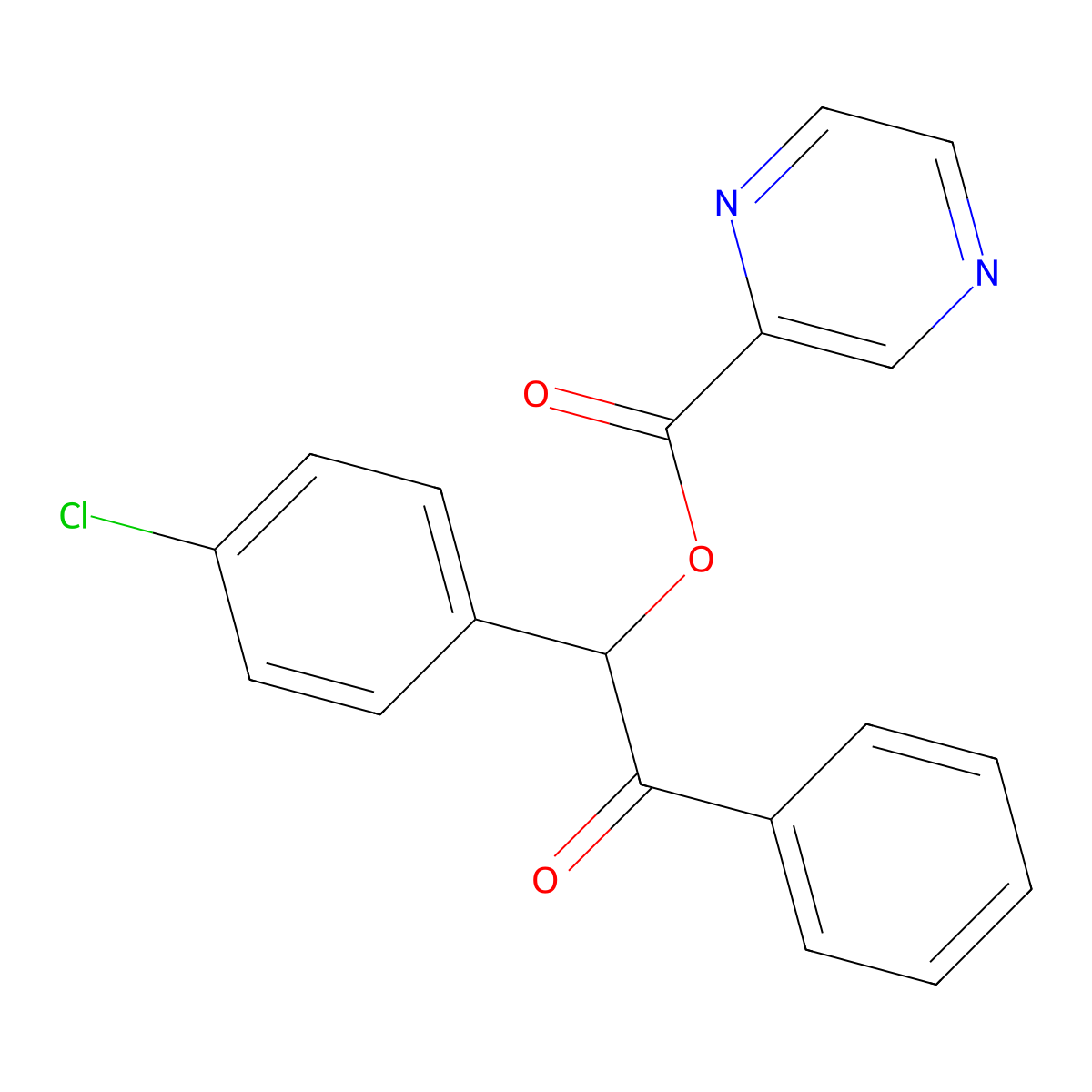 1-(4-Chlorophenyl)-2-oxo-2-phenylethyl pyrazine-2-carboxylate molecular structure, CAS 667439-27-2
