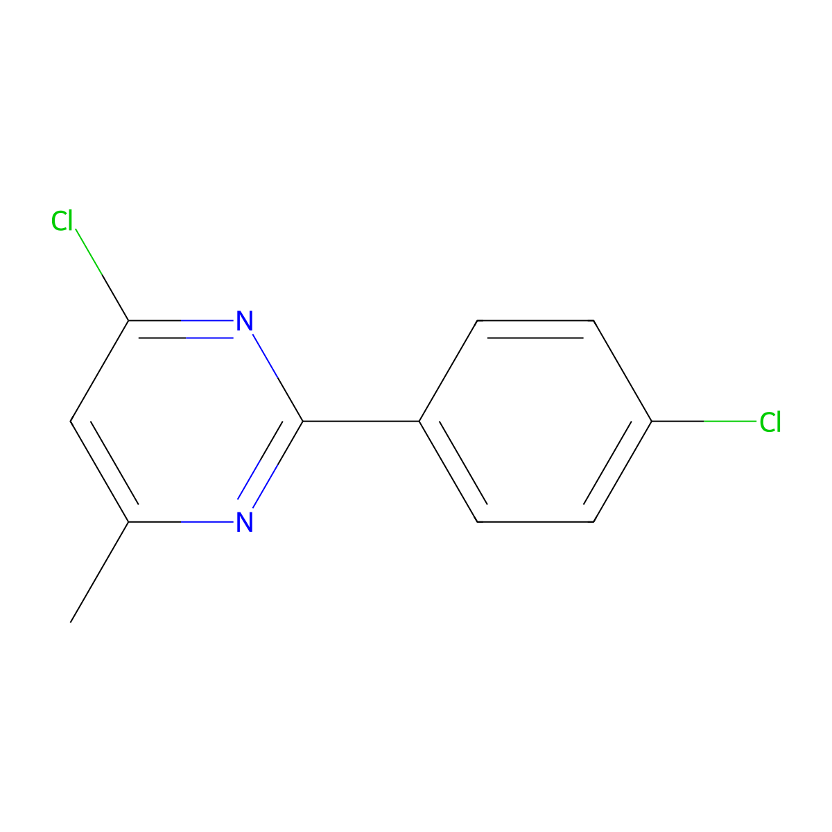 4-Chloro-2-(4-chlorophenyl)-6-methylpyrimidine molecular structure, CAS 66744-01-2